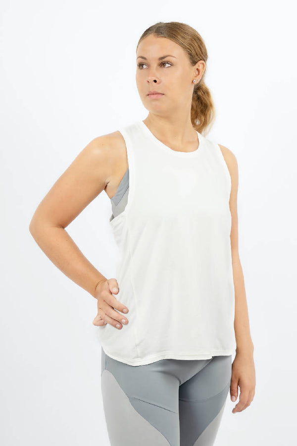 Okayama Modal Sleeveless Workout Top in Opal White