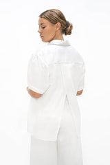 Vienna Organic Cotton Short Sleeves Shirt in Cloud White