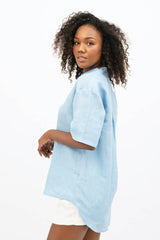 Seville Linen Short Sleeves Shirt in Sommerhus Blue