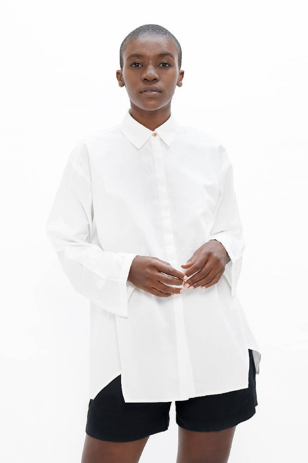 Budapest Organic Cotton Oversized Shirt in Cloud White