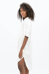 Seville TENCEL™ Oversized Midi Dress in Porcelain White