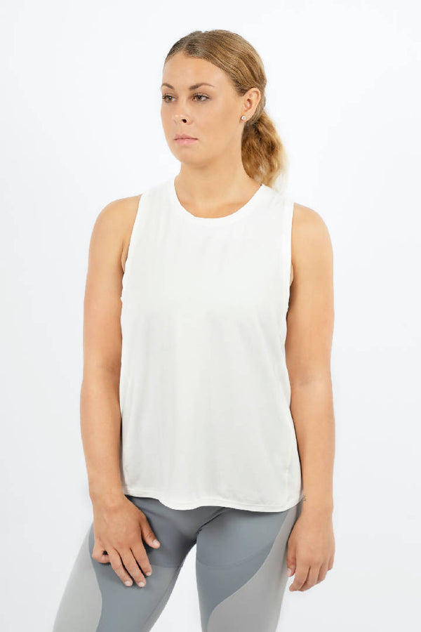 Okayama Modal Sleeveless Workout Top in Opal White