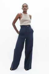 Florence Organic Cotton Pants in Summer Night Blue