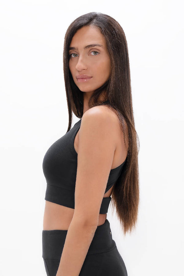 Boston - PYRATEX® Organic Cotton Open Back Bra Top - Black Sand