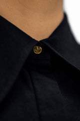 Prague Organic Cotton Collar Shirt in Eclipse Black