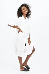 Seville TENCEL™ Oversized Midi Dress in Porcelain White