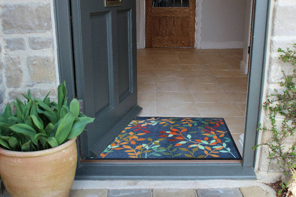 Midnight Leaves - Sustainable Recycled Washable Eco Doormat (64x83cm)