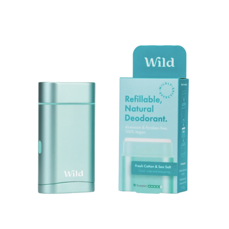 Wild Aqua Case and Fresh Cotton and Sea Salt Deodorant Refill