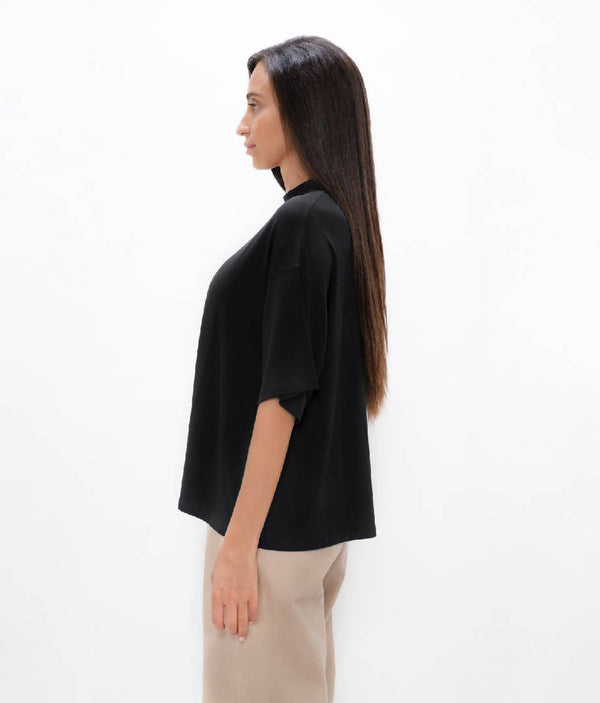 Beirut - PYRATEX® Seaweed Fibre Boxy Tee - Black Sand