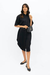 Seville TENCEL™ Oversized Midi Dress in Licorice Black