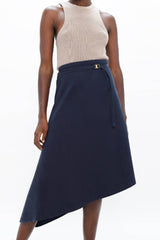 Mallorca Organic Cotton Asymmetric Skirt in Summer Night Blue