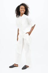 Seville TENCEL™ Oversized Midi Dress in Porcelain White