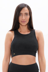 Boston - PYRATEX® Organic Cotton Open Back Bra Top - Black Sand