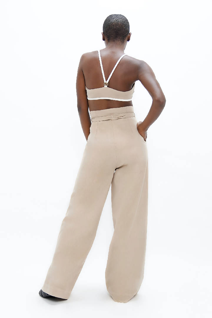 Florence Organic Cotton Pants in Sand Brown