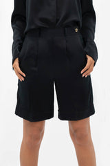 Manila Silk Tailored Shorts in Black